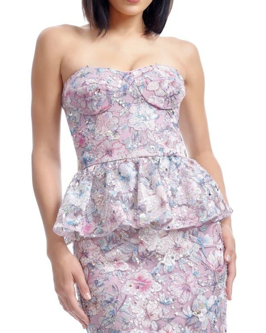 open lace back dress Plus Size Neoprene Statement Sleeve Peplum Dress  L I V D
