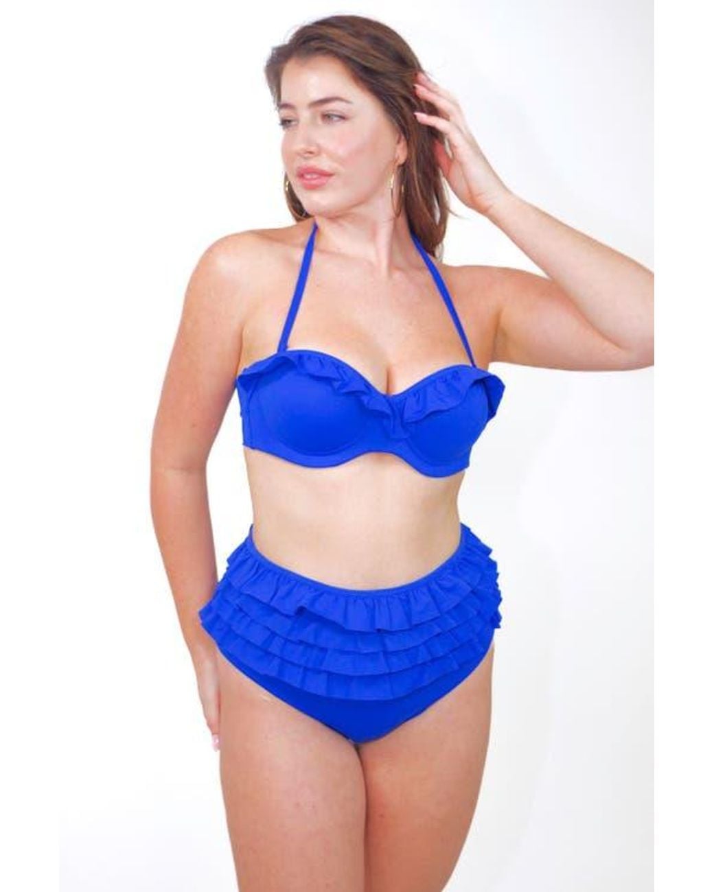 Mary Mercedes Blue Ruby Ruffle Bikini Bottom