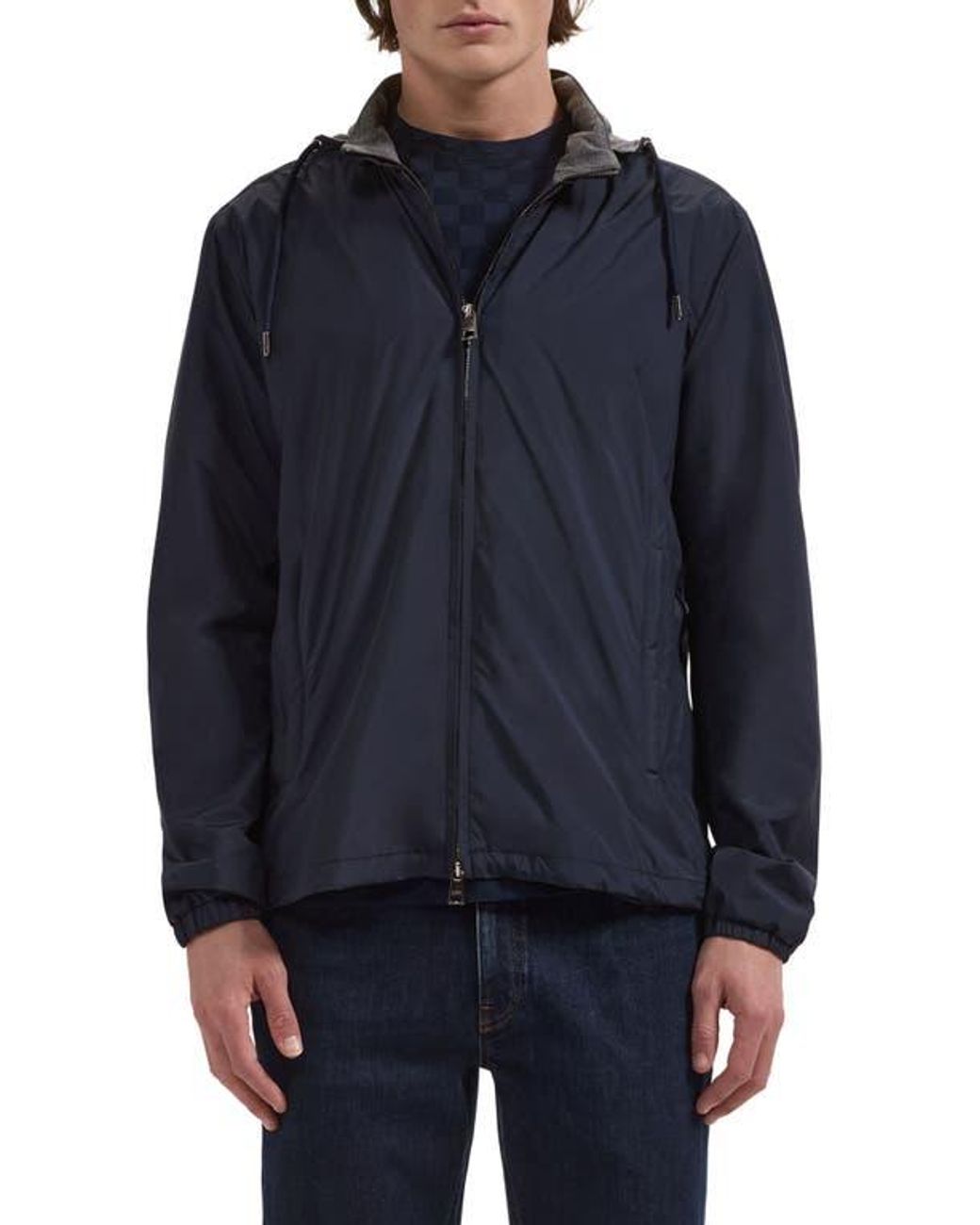 Bugatchi Blue Performance Jacket With Removable Hood for men