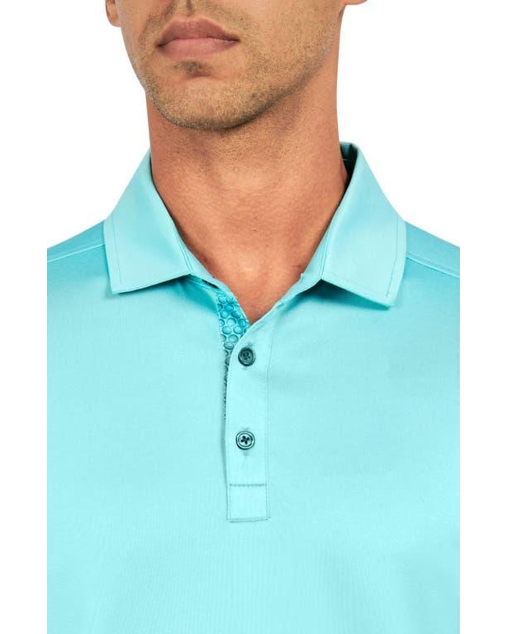 Con.struct Blue Regular Fit Solid Recycled Performance Golf Polo for men