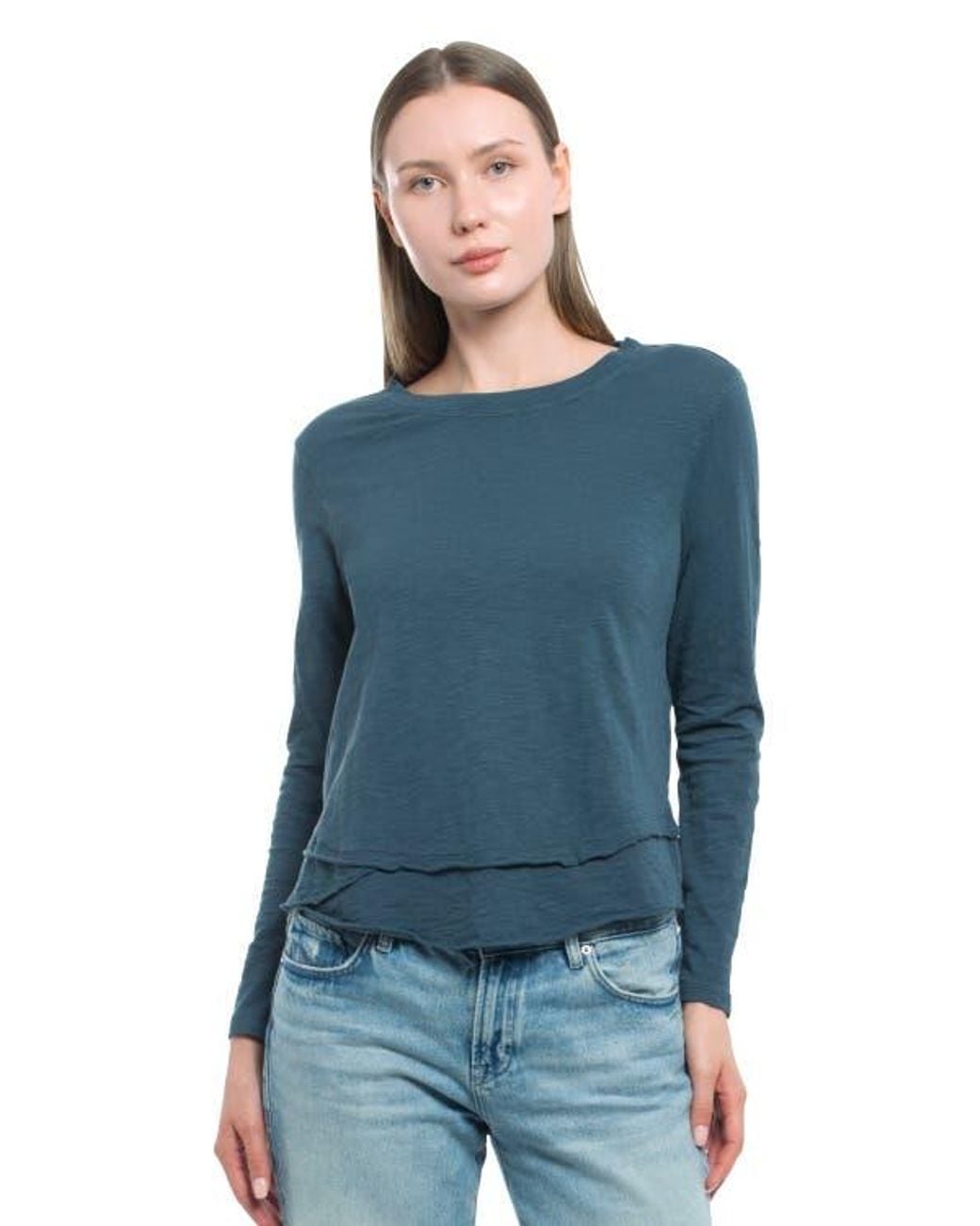 Wilt Blue Long Sleeve Mock Layer Tee