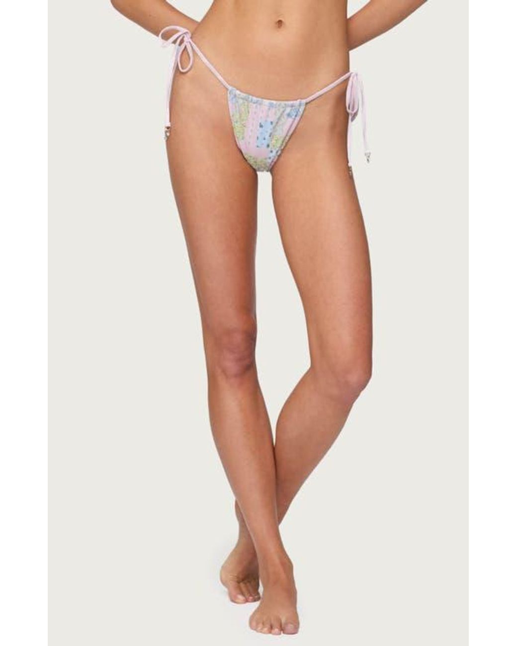 Edikted Multicolor Patchwork String Bikini Bottoms