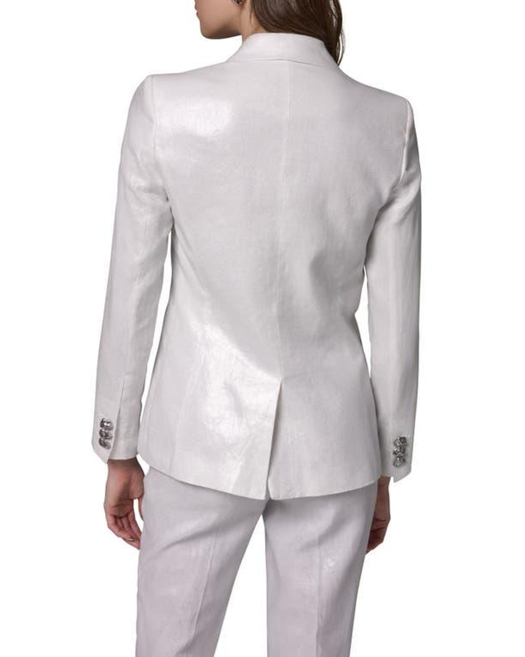 Donna Karan White One-Button Linen Blazer