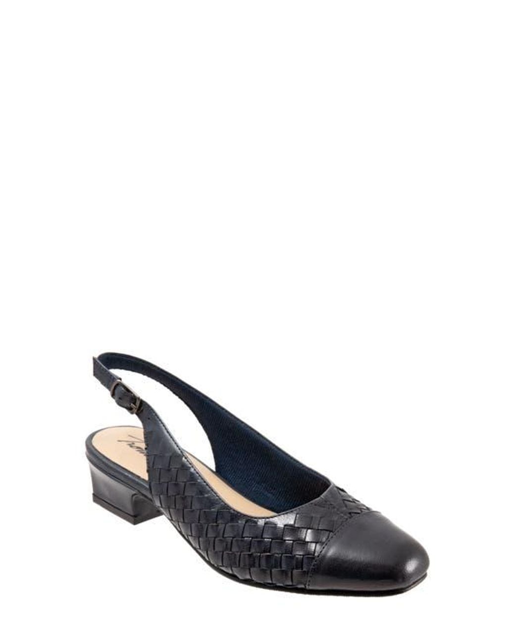 Trotters Blue Dea Woven Slingback Pump