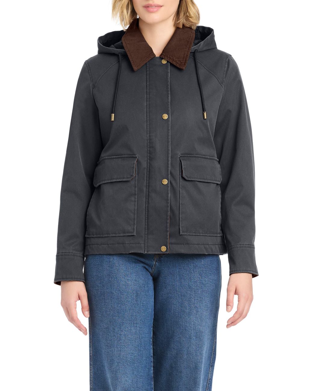 Sanctuary Black Hooded Waxed Jacket