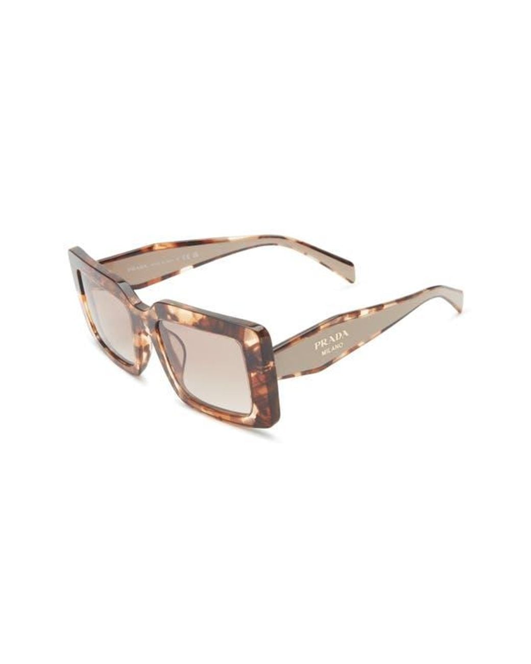 Prada Brown 53Mm Rectangular Sunglasses