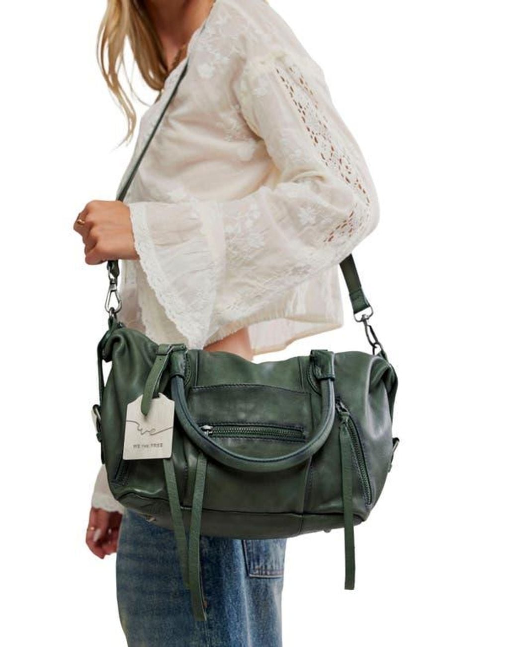 Free People Green We The Free Baby Emerson Leather Tote