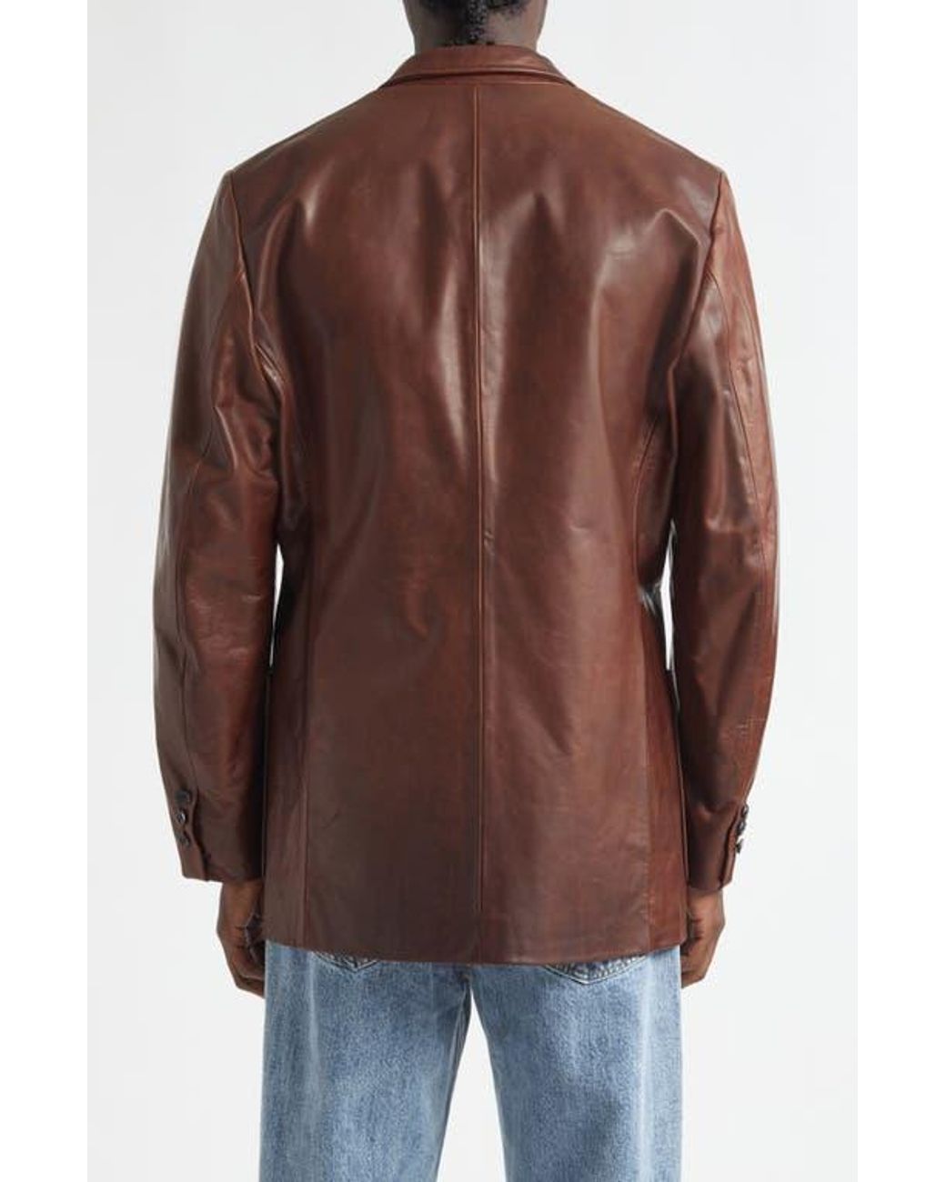 Second Layer Brown Saico Leather Blazer for men