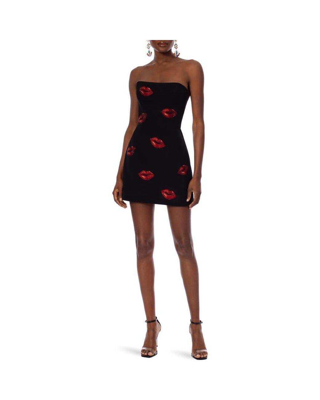 robin sequin strapless dress HELSI Robin Strapless Rhinestone Lips Mini Dress