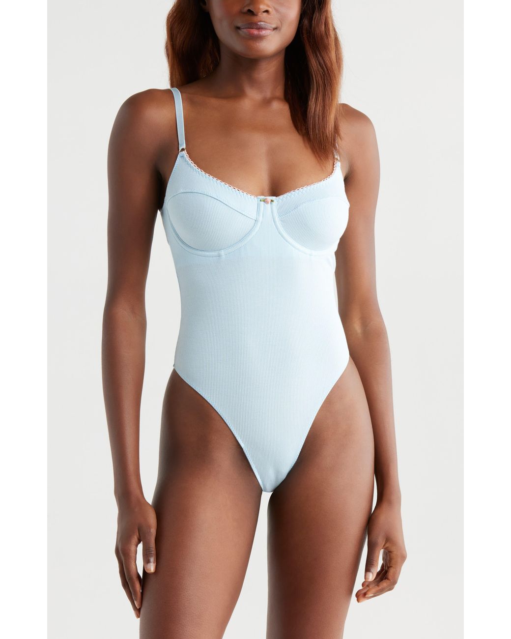 Kilo Brava White Rib Underwire Bodysuit