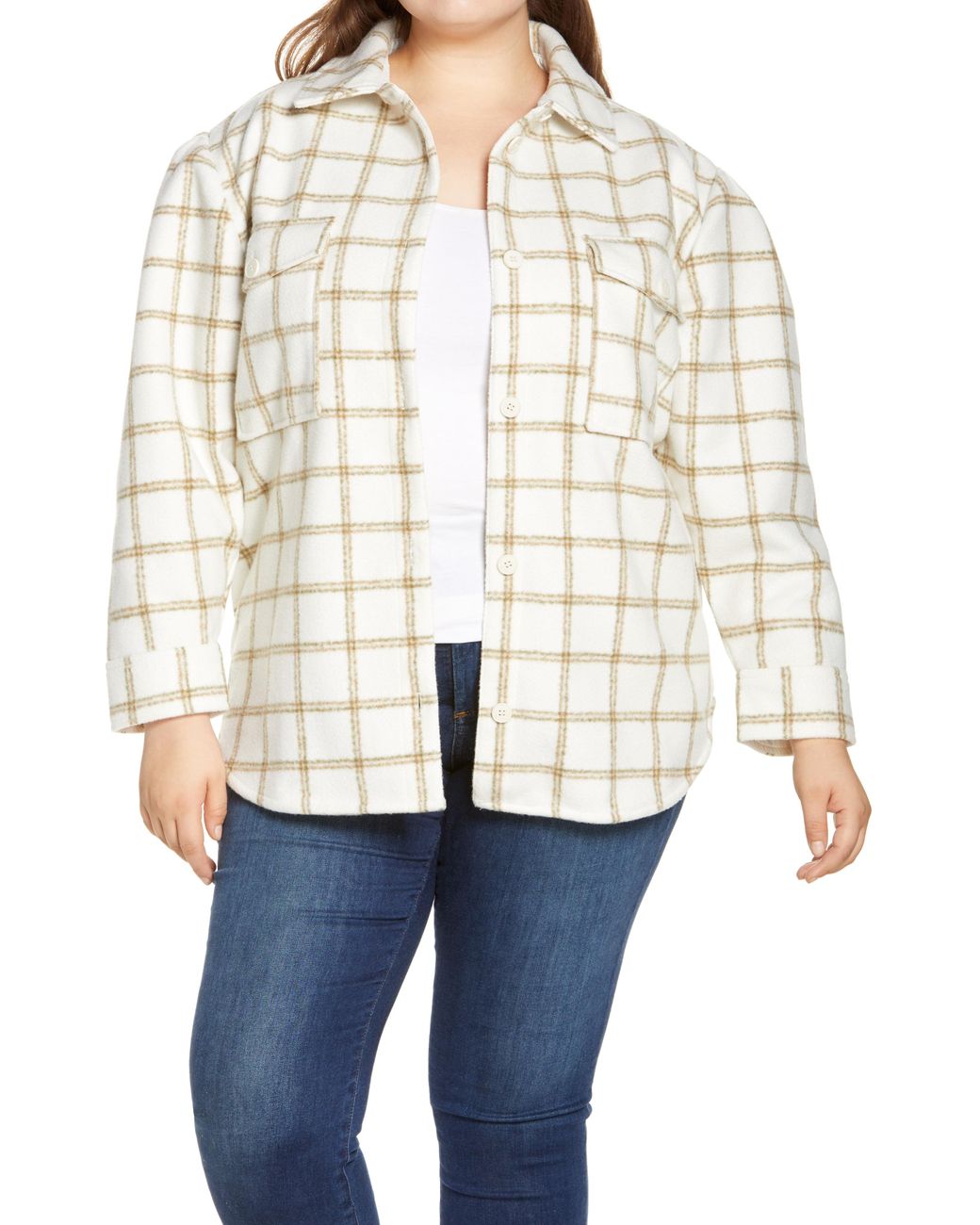 treasure and bond button front plaid shirt jacket