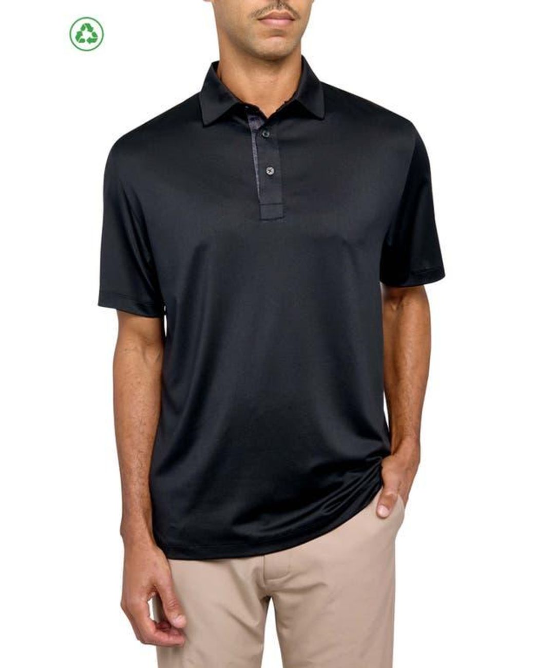 Con.struct Black Regular Fit Solid Recycled Performance Golf Polo for men