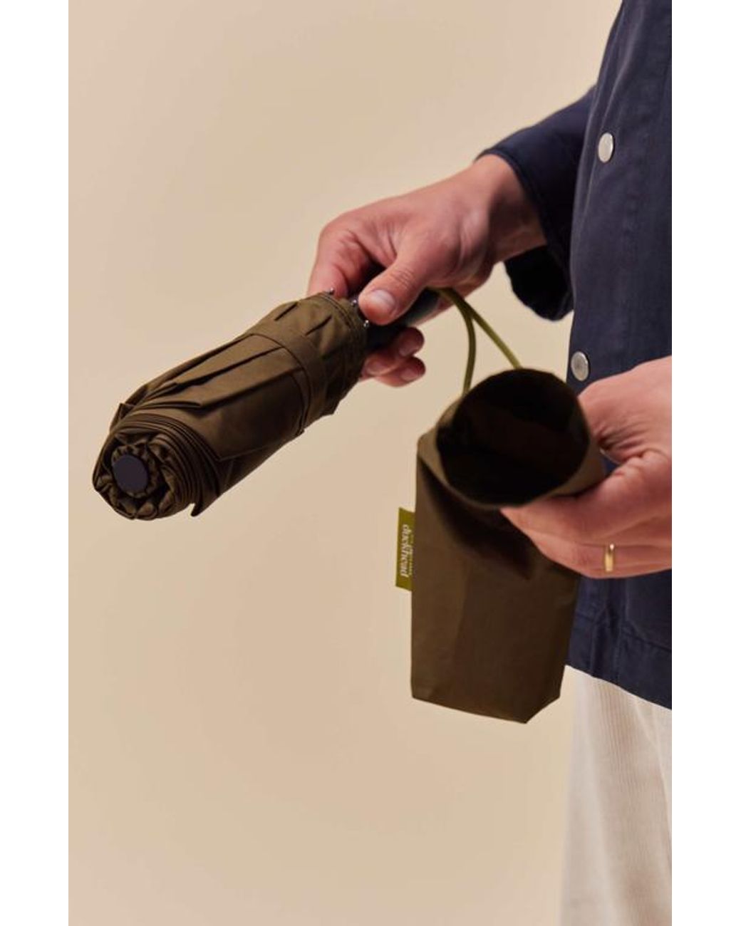 Original Duckhead Natural Compact Umbrella With Automatic Open-Close Function