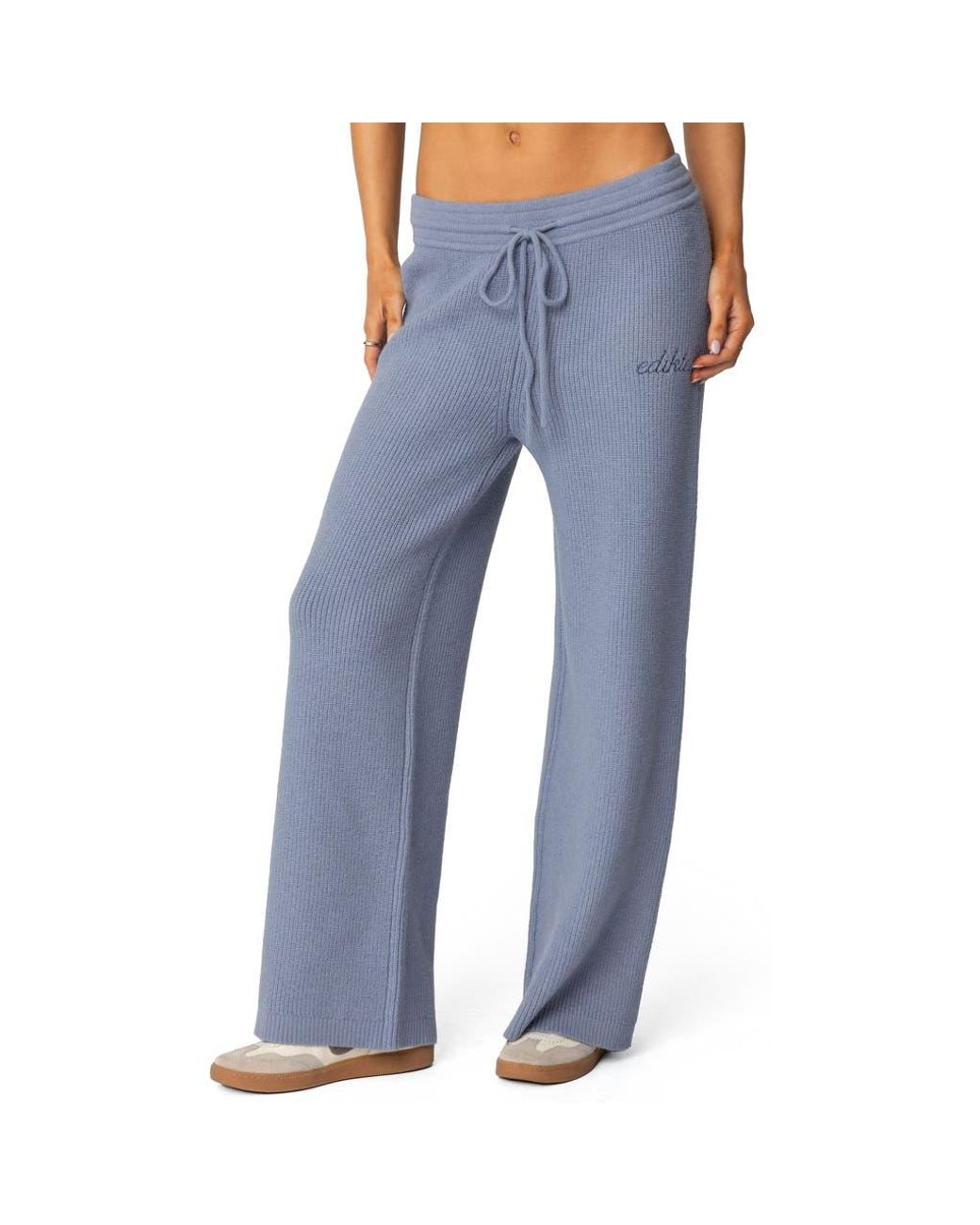 Edikted Blue Kris Ribbed Sweatpants