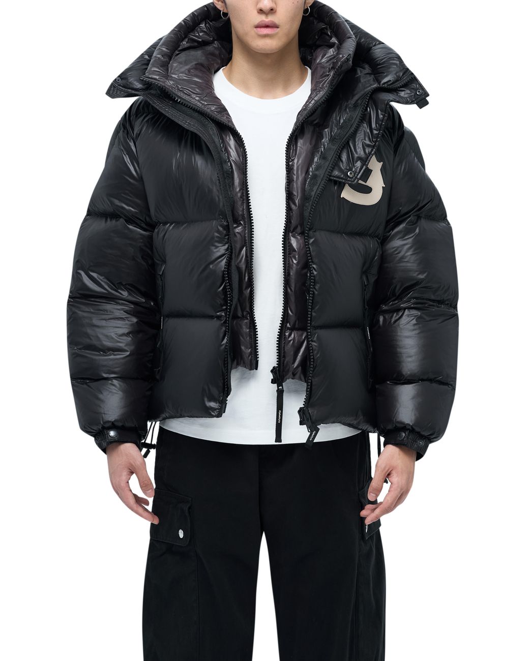 Alpha Style Black Kudu Hooded Puffer Down Jacket