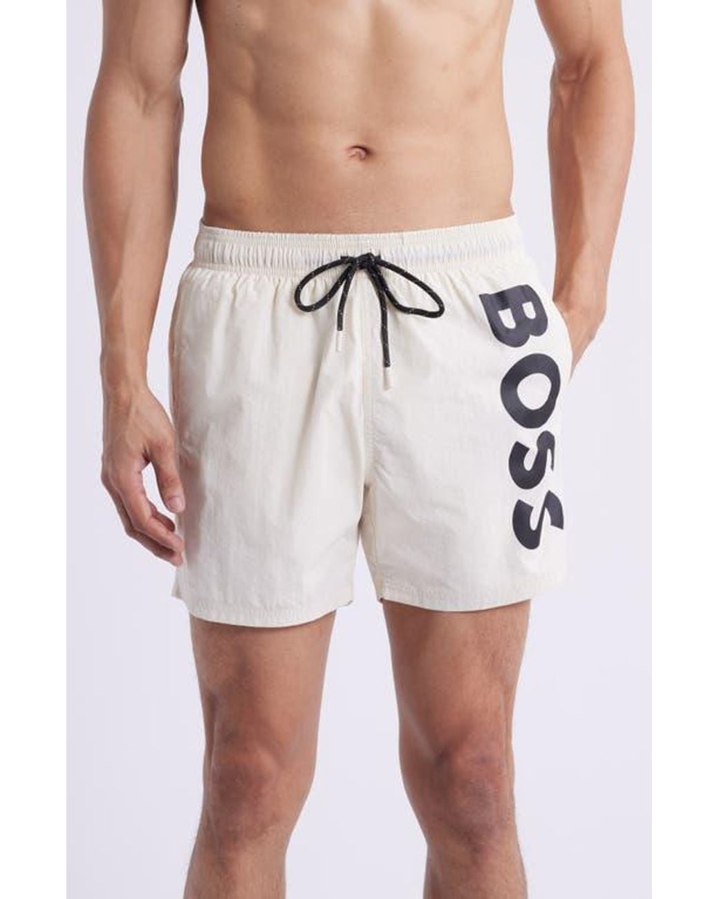 Boss White Octopus Swim Trunks for men