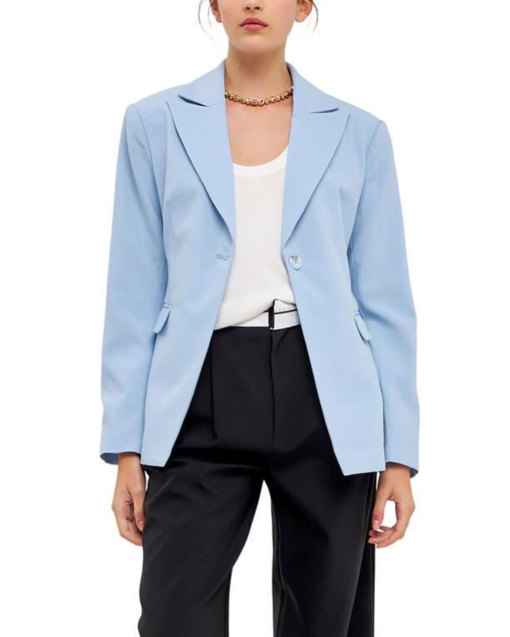 Grey Lab Blue One-Button Blazer