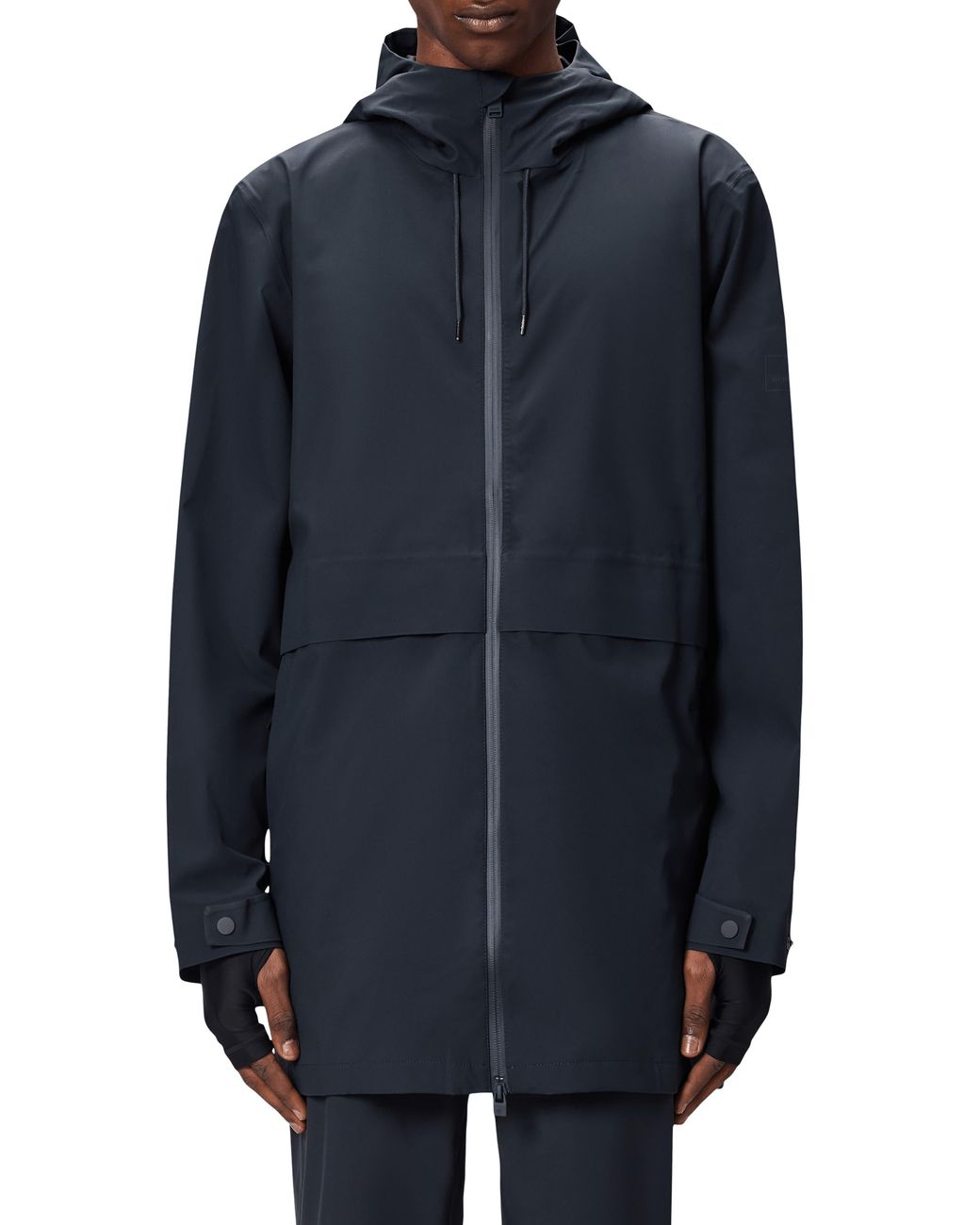 Rains Blue Suva Hardshell Hooded Long Rain Jacket for men