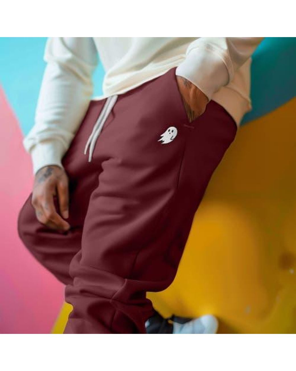 Alix Red Ghost Fleece Jogger Sweatpants for men