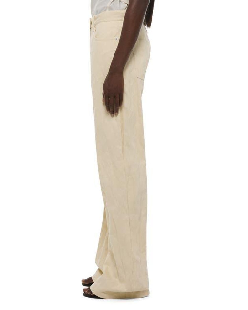 Helmut Lang Natural Metallic Crusable Bootcut Jeans