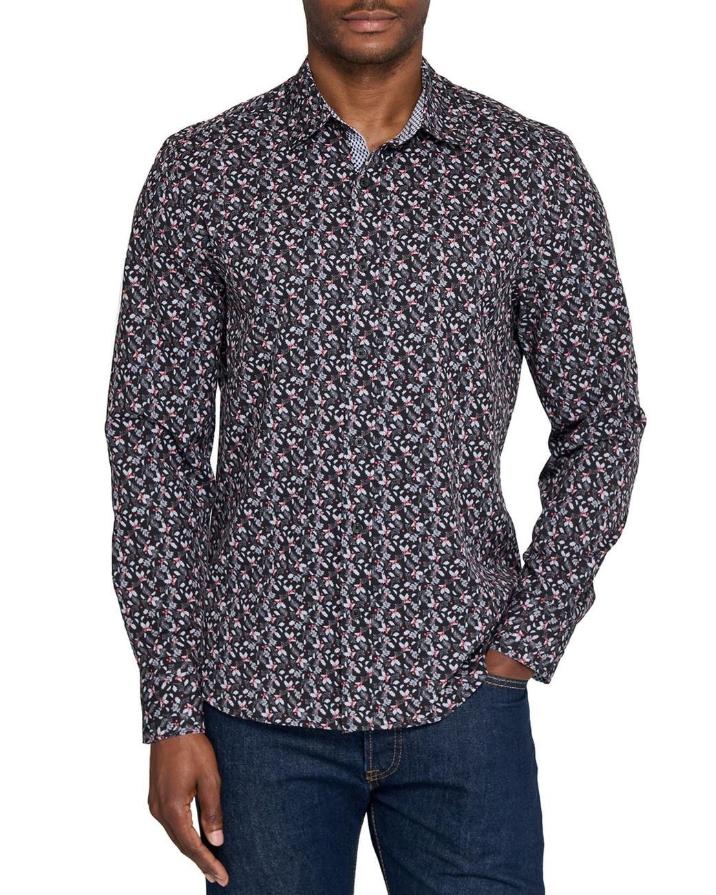 Con.struct Blue Berry Leaves Woven Long Sleeve Basic for men
