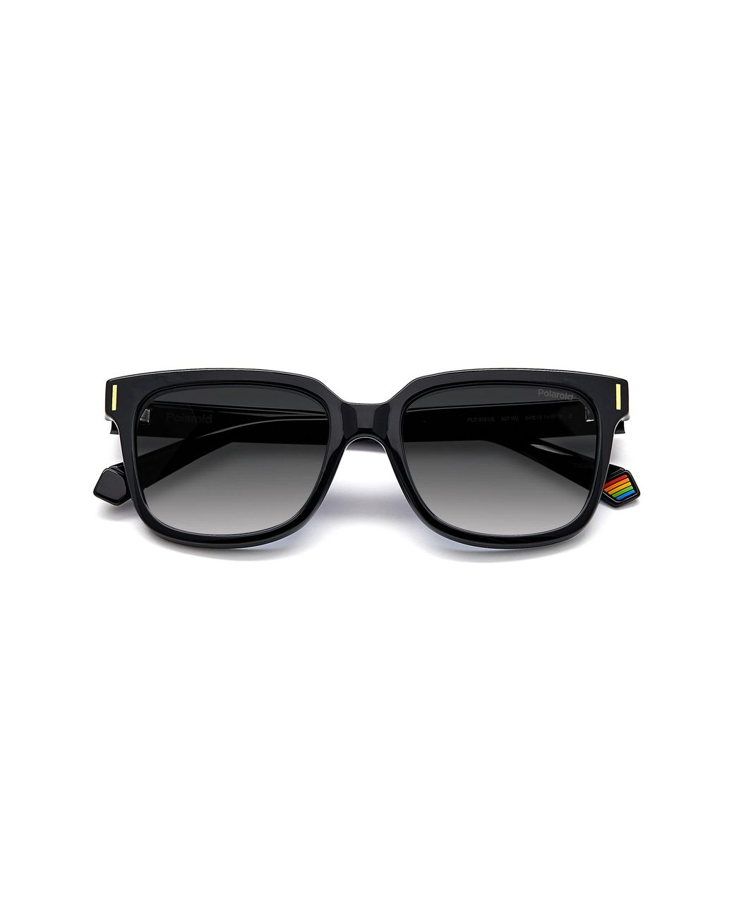 Polaroid Black 54Mm Polarized Rectangular Sunglasses