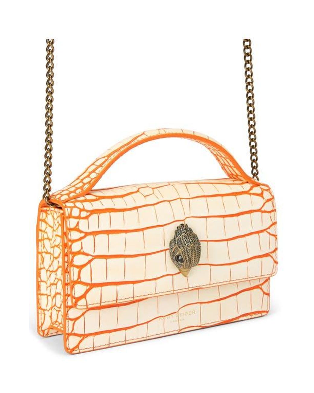 Kurt Geiger Small Bond Croc Embossed Leather Top Handle Bag in Metallic Lyst