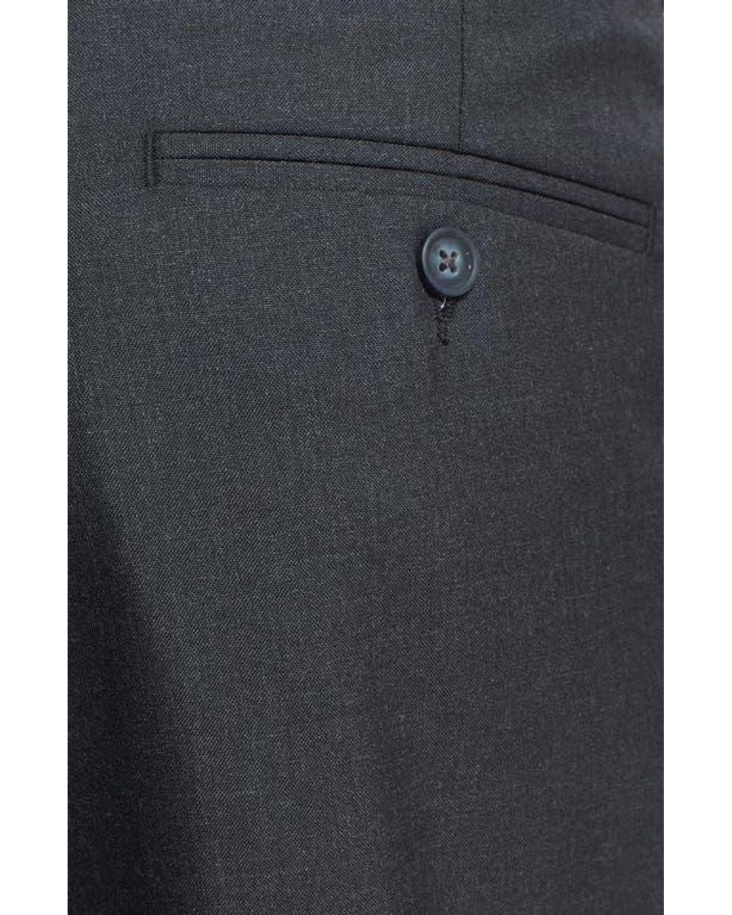 Berle Blue Self Sizer Waist Plain Weave Pleated Washable Trousers for men