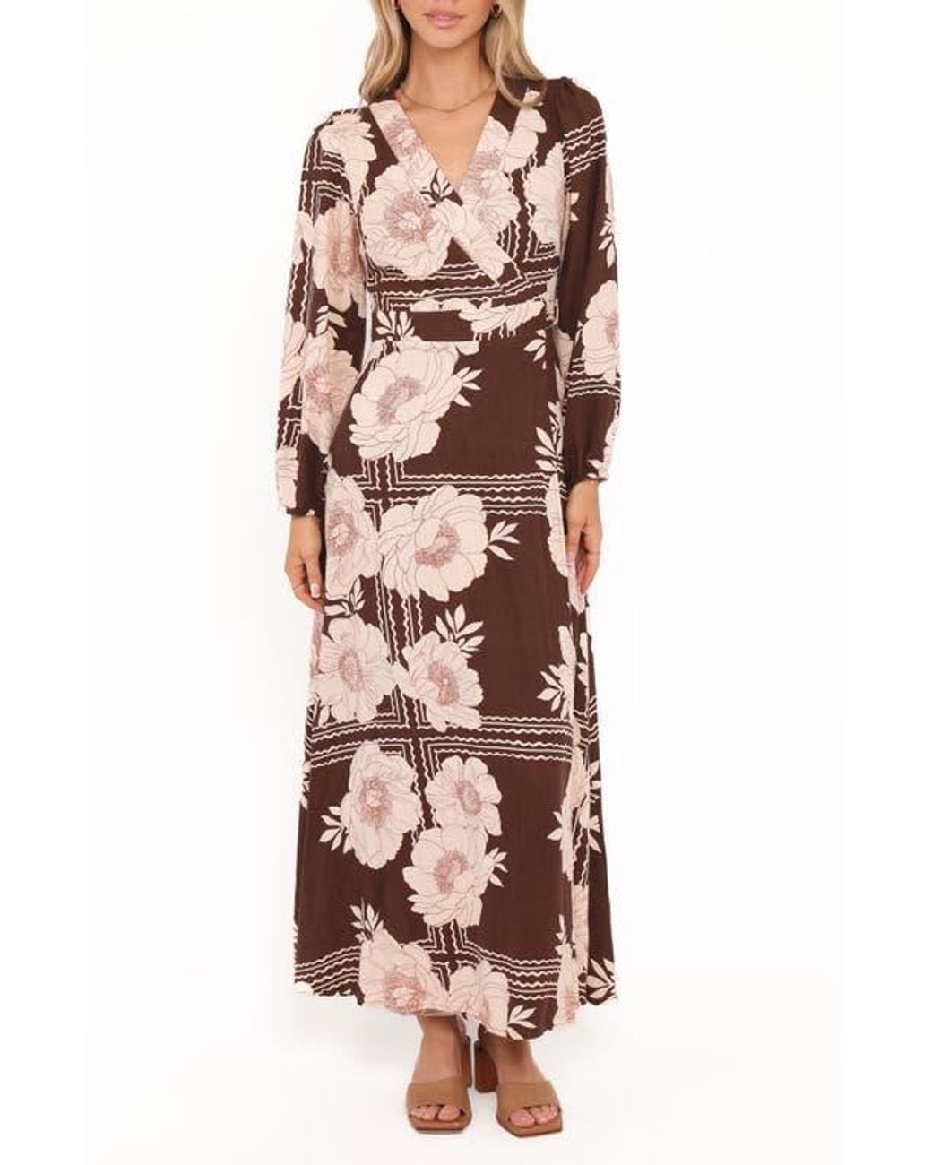 green emerald velvet dress Reese Flowy Scarf Print Midi Dress W/Tie Belt