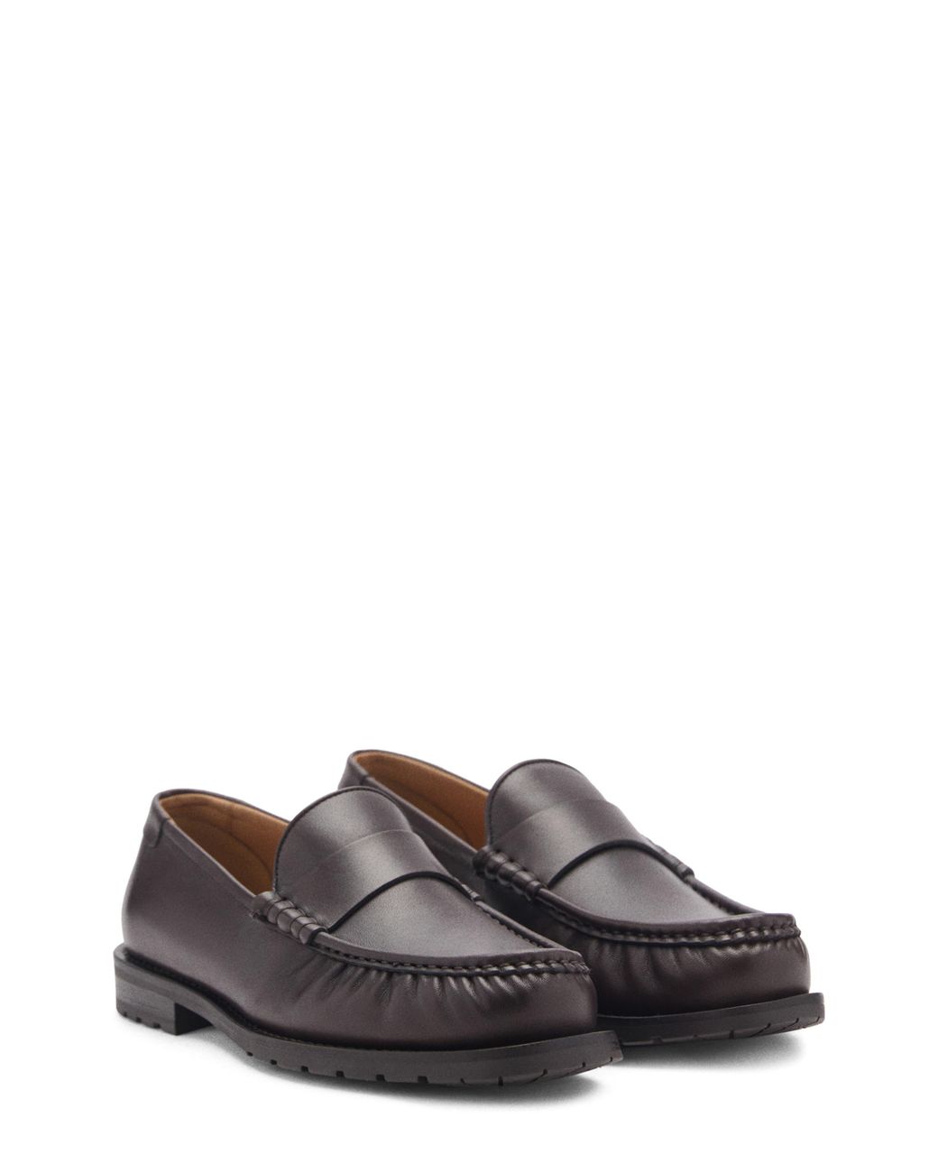 Mango Brown Leather Loafer for men