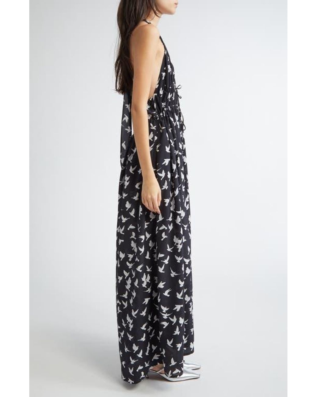 Stella McCartney Mini Birds Halter Neck Silk Crêpe De Chine