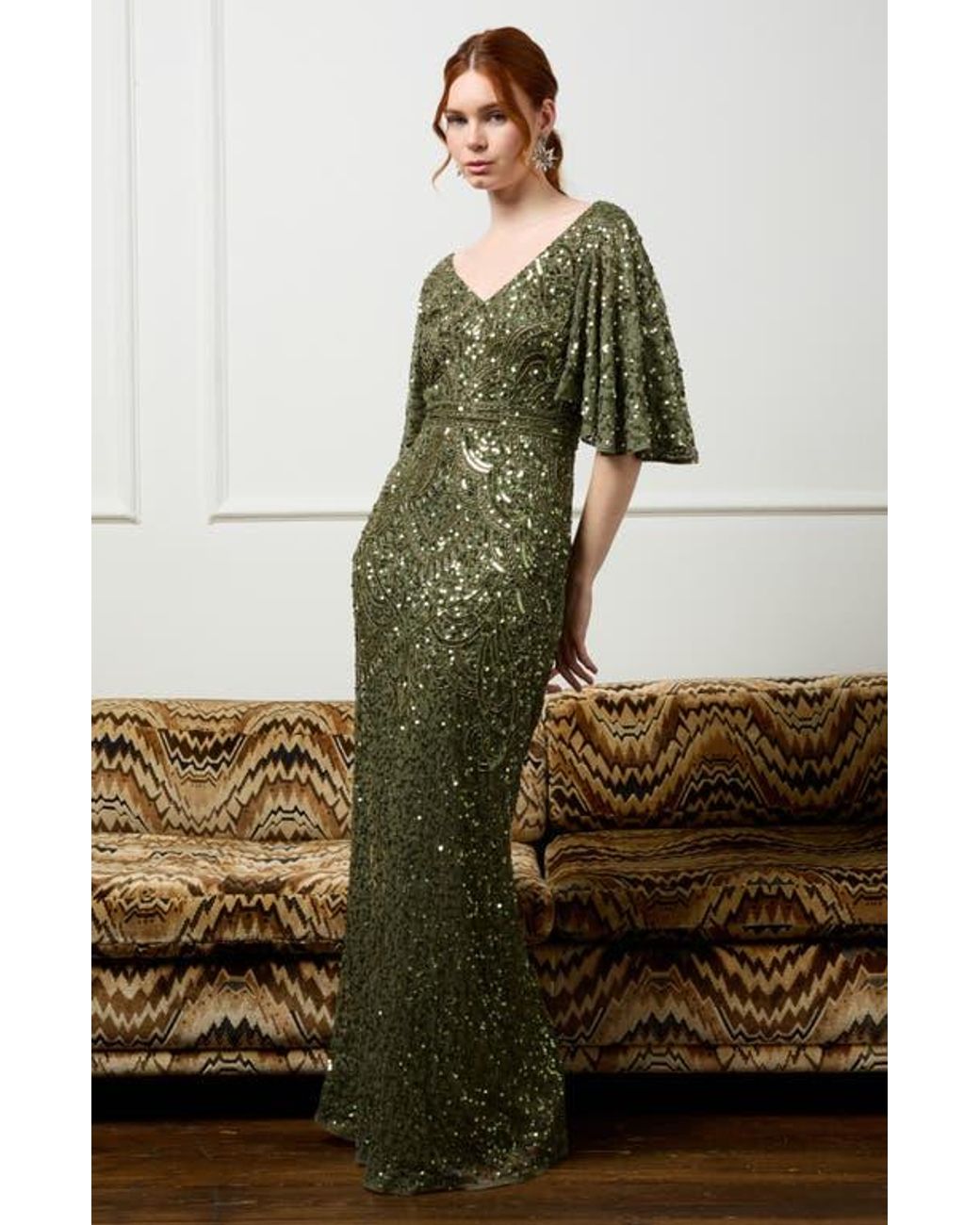 slim fit dress slacks Meredith One-Shoulder Sequin Formal Dress
