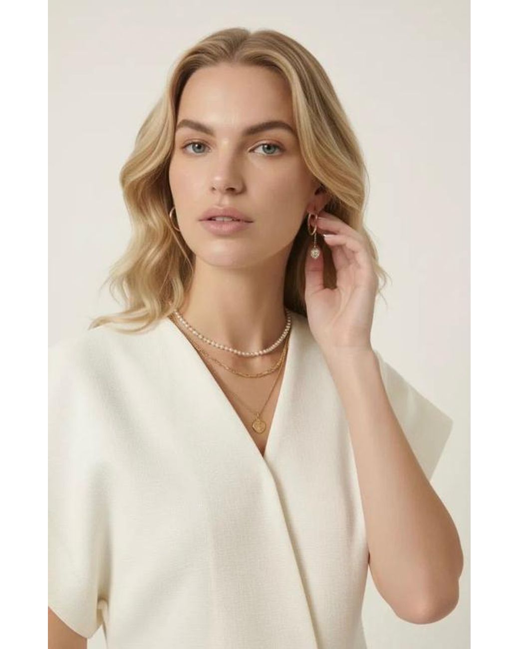 Modenaire Blue Textured Wrap Top