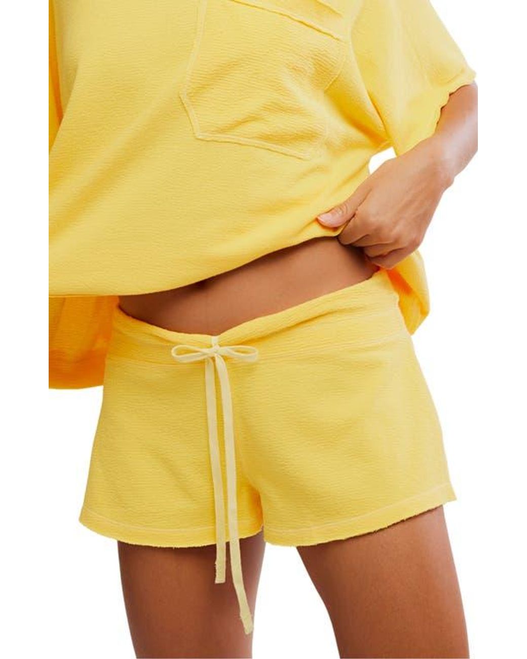 Free People Yellow Staycation Sleep Drawstrings Shorts
