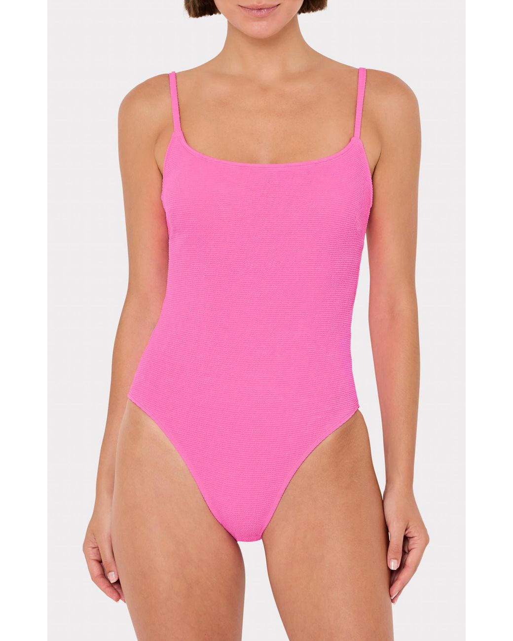 MILLY Pink Grace Solid Textured One-Piece Swimsuit