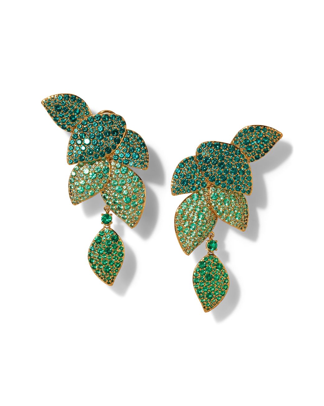 Nadri Green Starlet Leaf Linear Earrings