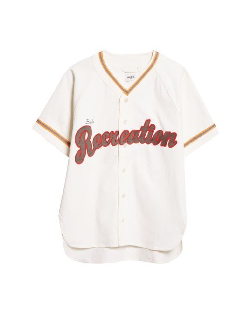 Bode White Baseball Button-Up Shirt for men