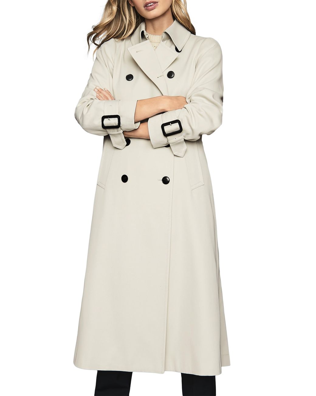 Reiss Pixie Pleat Back Trench Coat in Natural | Lyst
