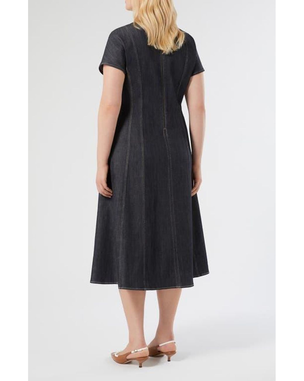 green emerald velvet dress Joseph Ribkoff Denim Fit & Flare Midi Dress
