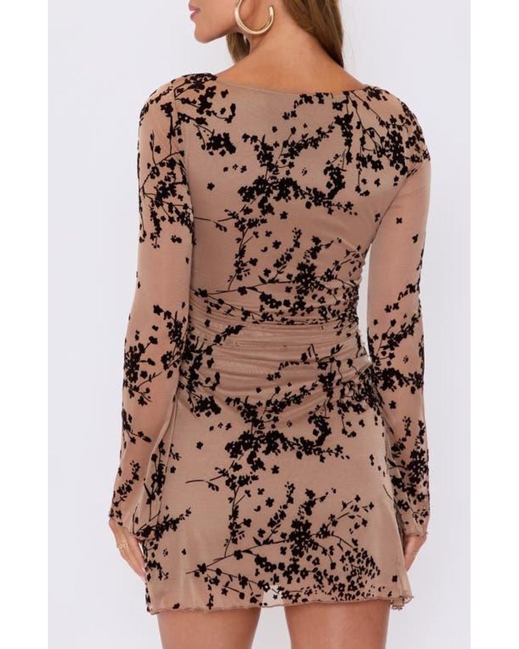 slim fit dress slacks Fall Gardens Floral Satin Midi Dress in Bronze Leaf main image 0