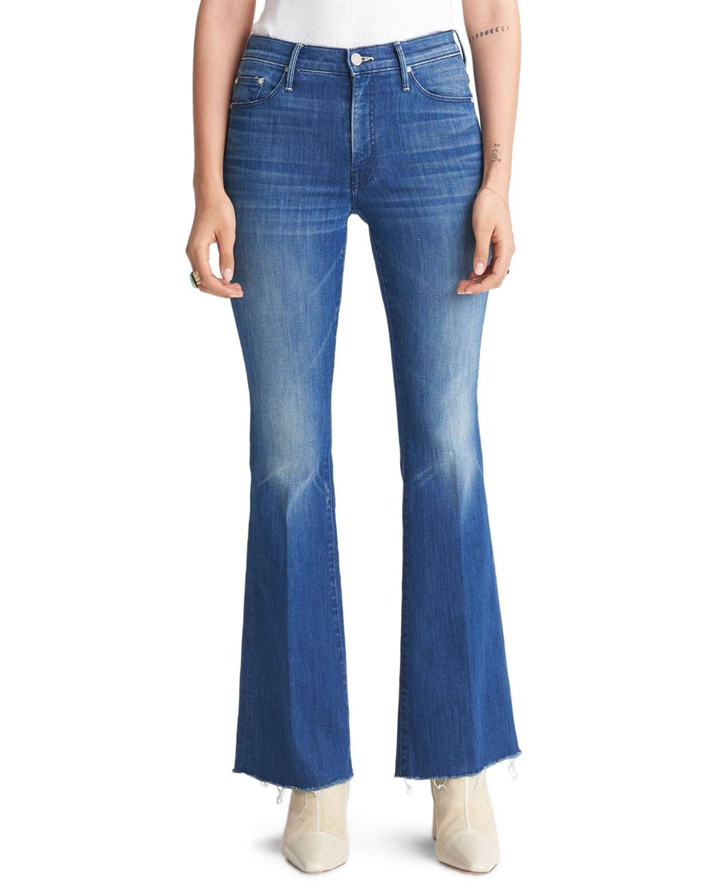 Mother Denim The Weekend Fray Hem Bootcut Jeans in Blue - Save 61% - Lyst