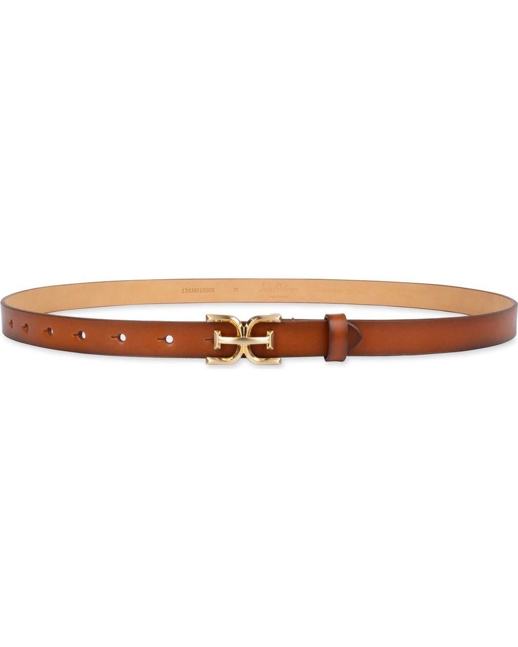 Sam Edelman Brown Double E Logo Slim Leather Belt