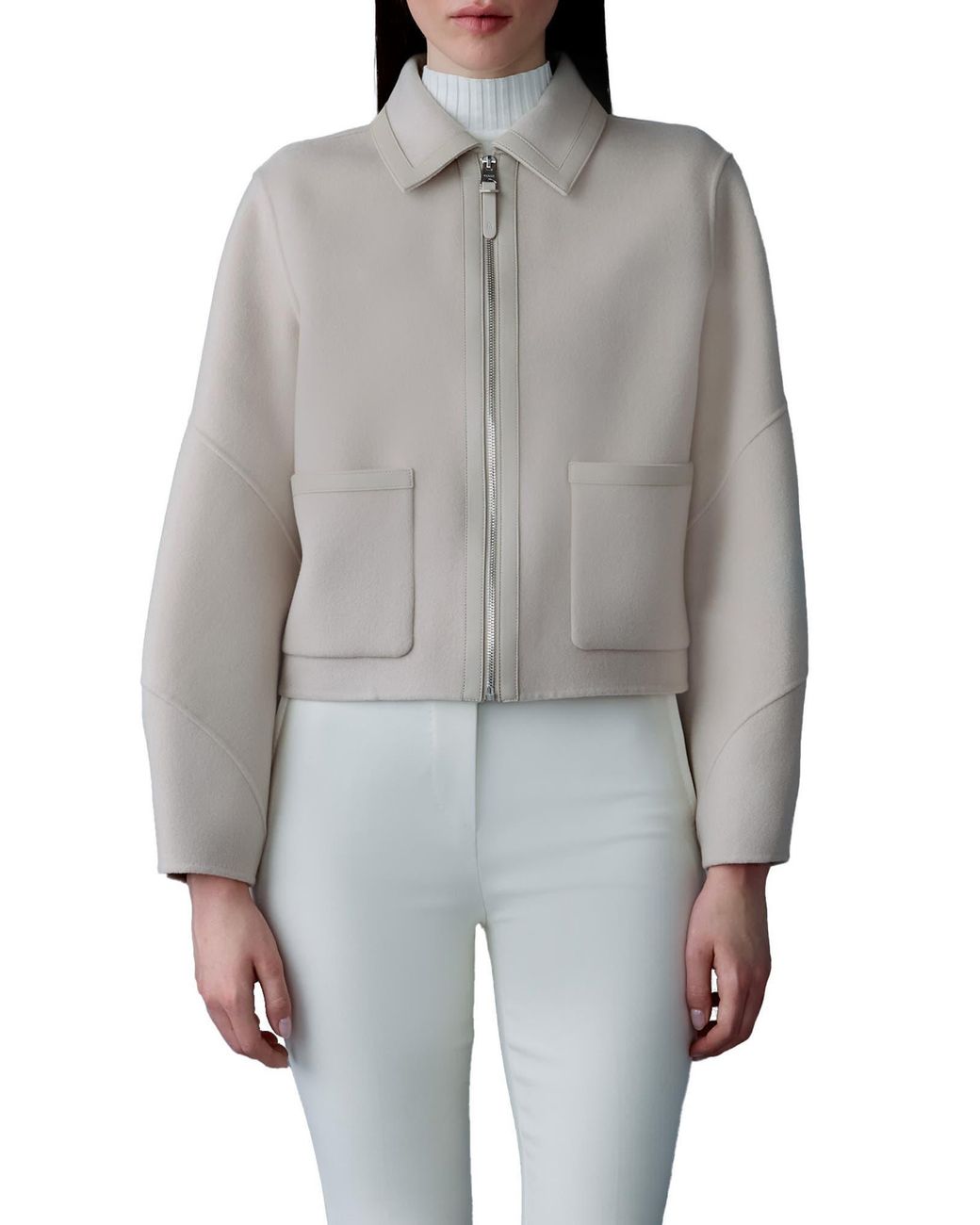 Mackage Gray Solana Wool & Leather Jacket