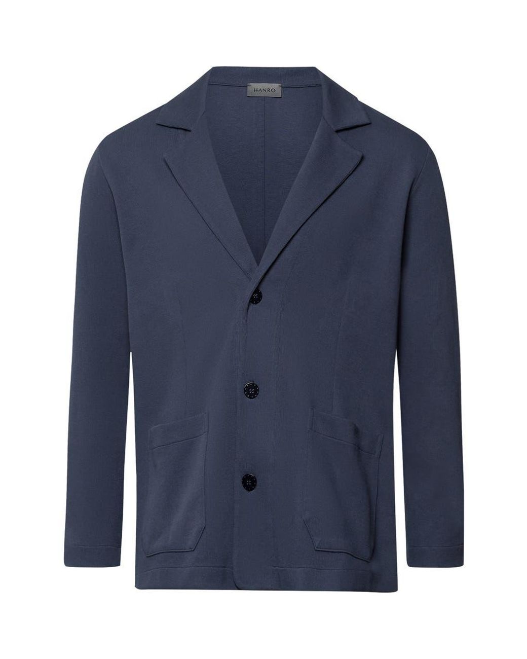 Hanro Blue Travelwear Cotton Rib Blazer for men