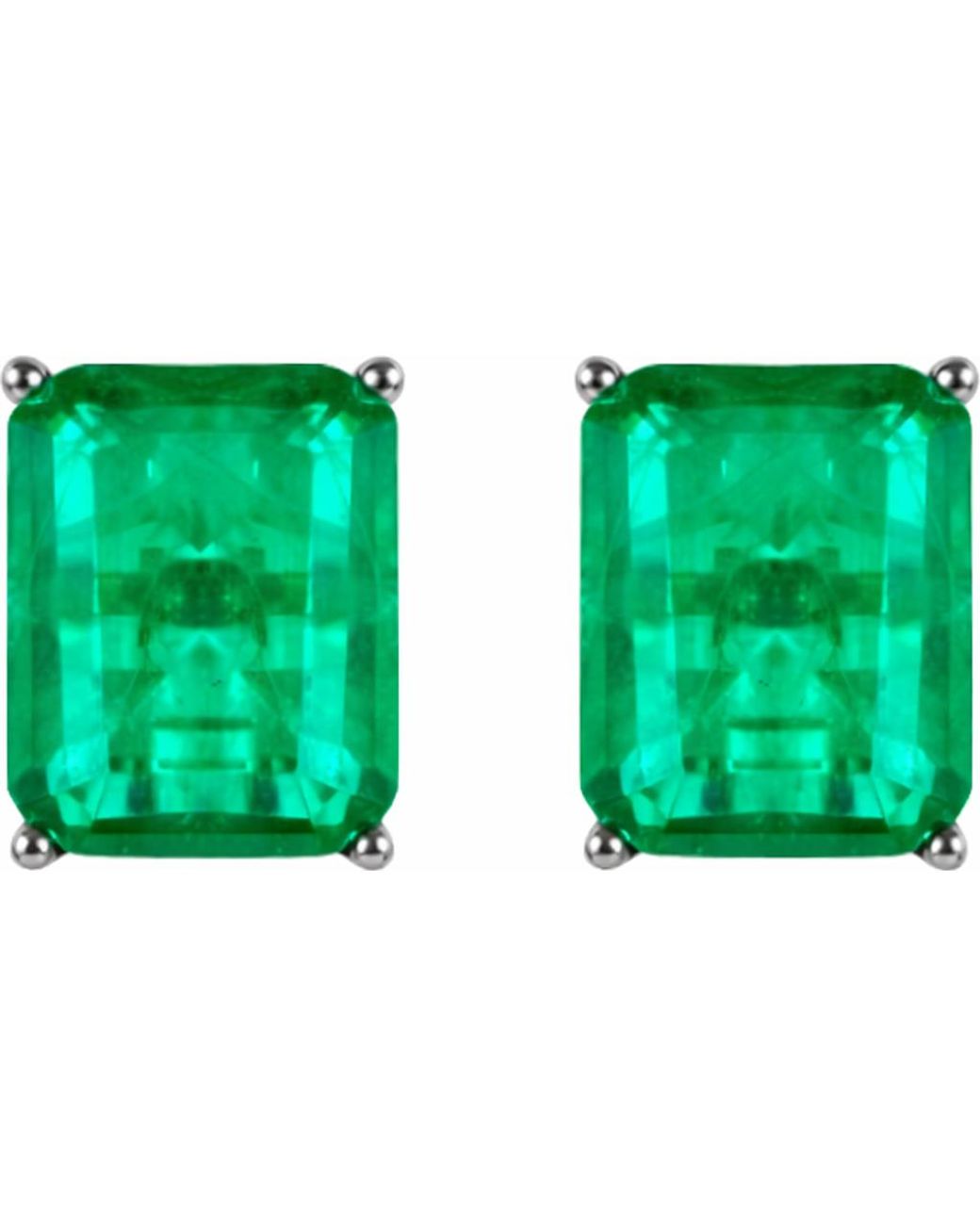 Gemma Azzurro Green Rectangular Emerald Stud Earrings