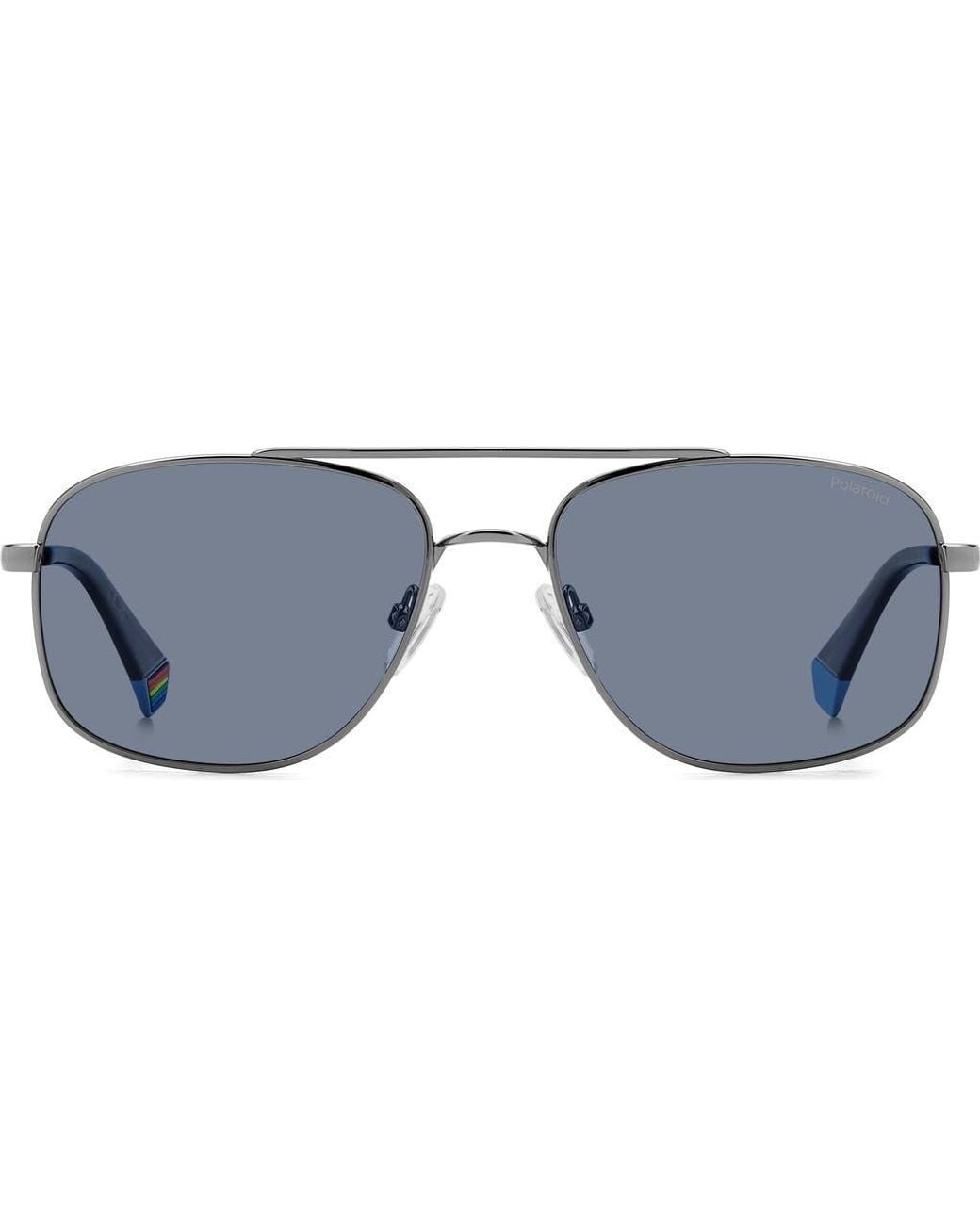 Polaroid Gray 56Mm Polarized Rectangular Sunglasses for men