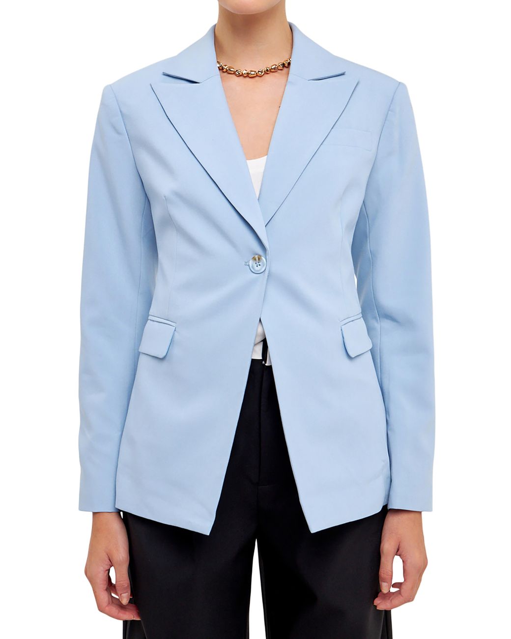Grey Lab Blue One-Button Blazer