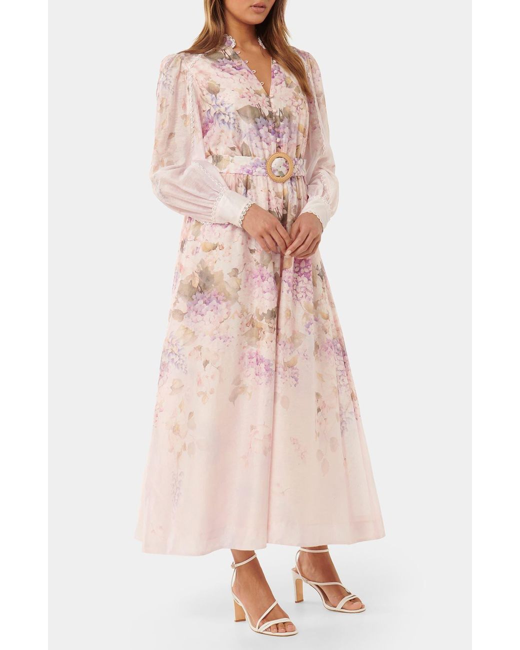 peyton belted long sleeve button front maxi dress EVER NEW Peyton Belted Long Sleeve Button Front Maxi Dress in Pink
