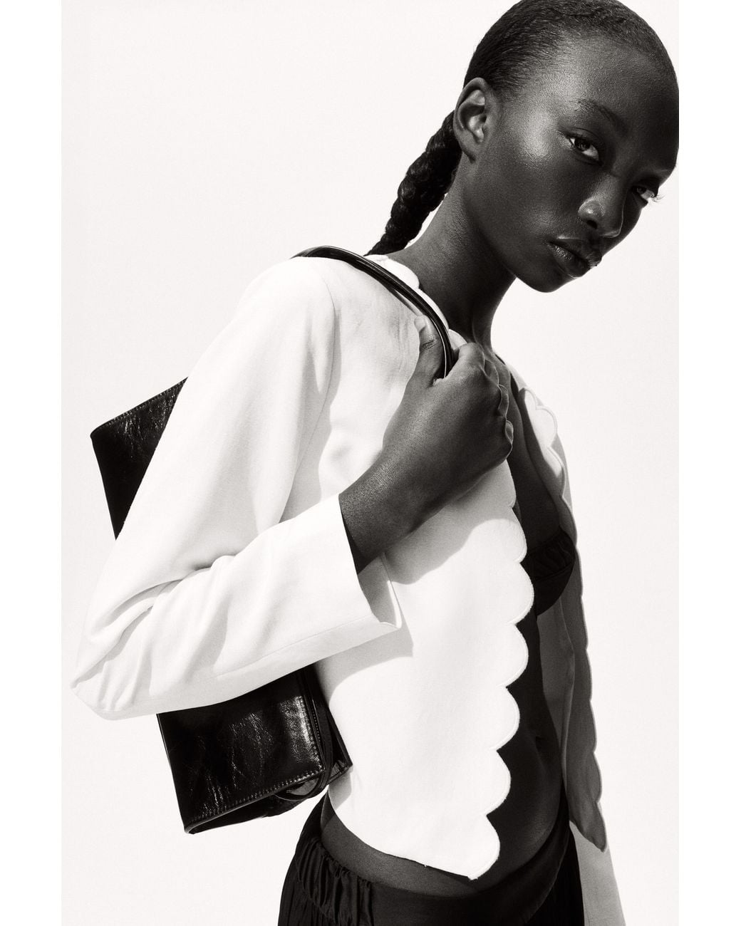 H&M Black Scalloped-Edge Jacket