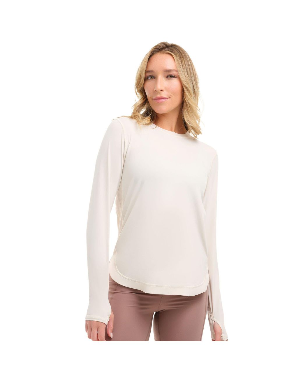 BloqUV White Long Sleeve Sun And Uv Protection Relaxed Scallop Top for men